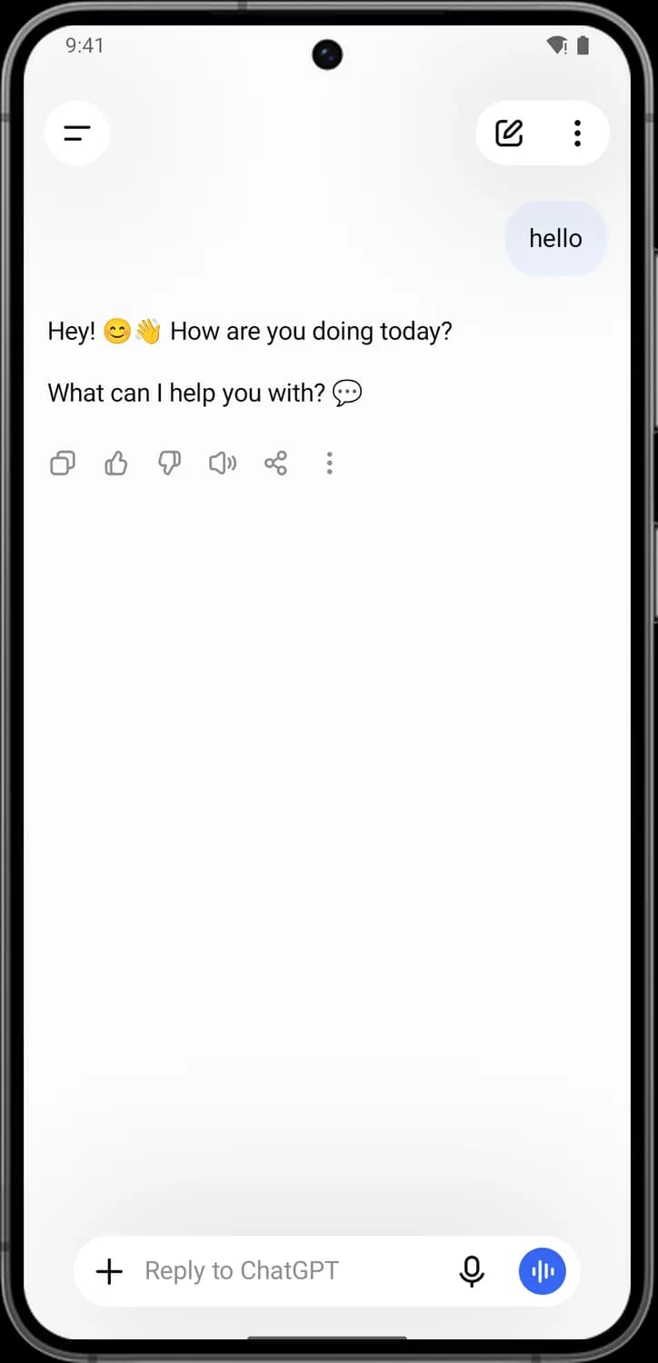 ChatGPT in a chat screen with each icon numbered, screen 1 of 4
