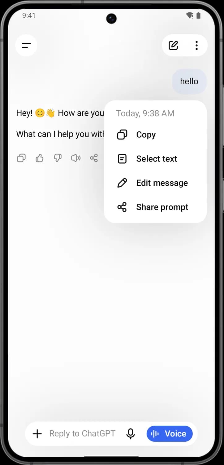 ChatGPT in a chat screen with each icon numbered, screen 4 of 4