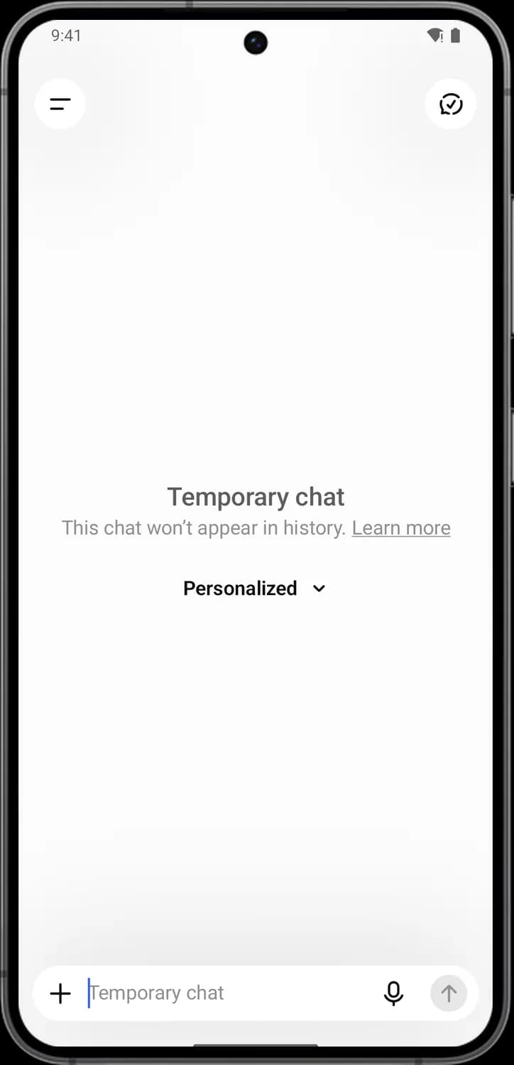 ChatGPT temporary chat screen with each icon numbered
