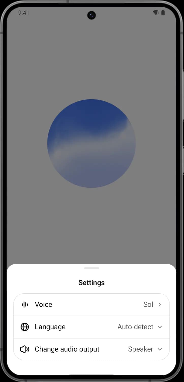 ChatGPT voice mode screen with each icon numbered, screen 2 of 2
