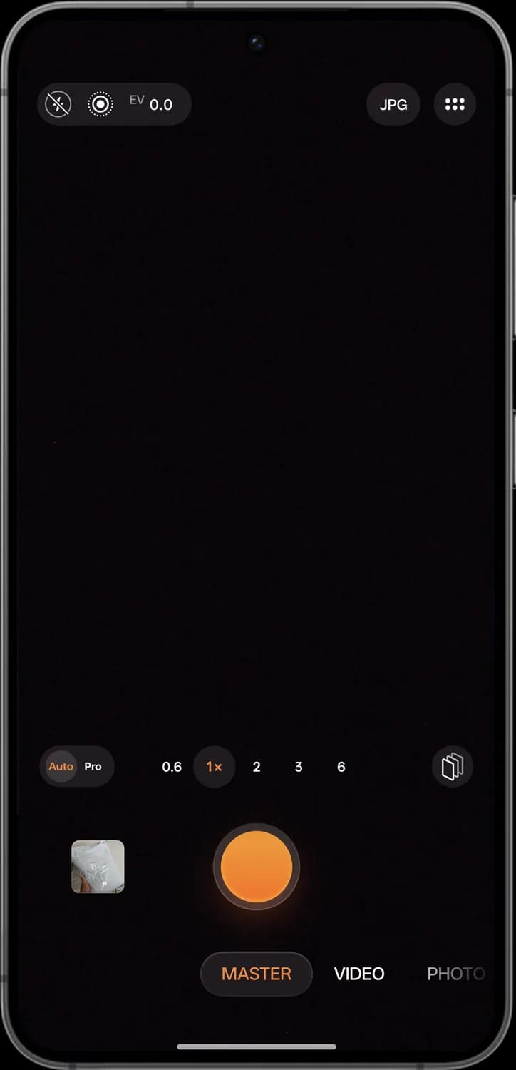 ColorOS 17 camera master mode screen with each icon numbered