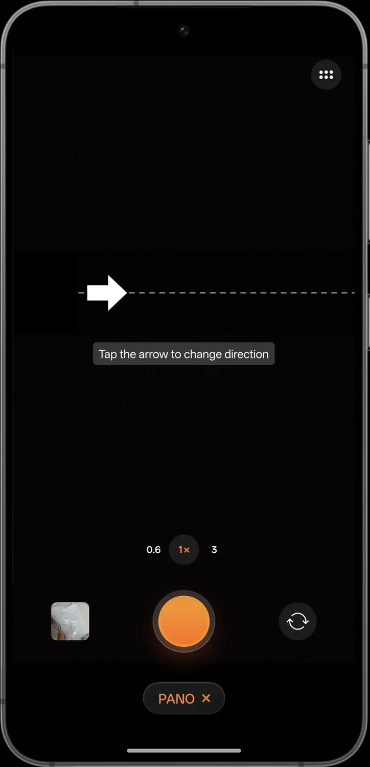 ColorOS 17 camera panorama screen with each icon numbered