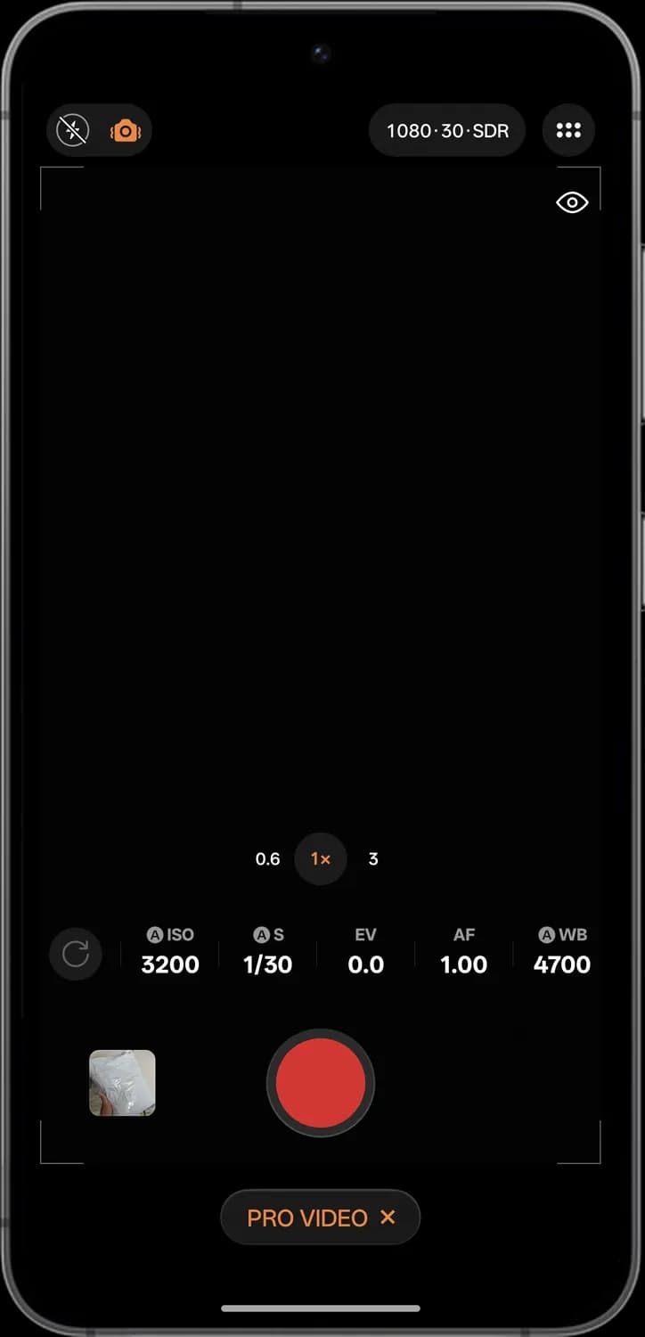 ColorOS 17 camera pro video screen with each icon numbered