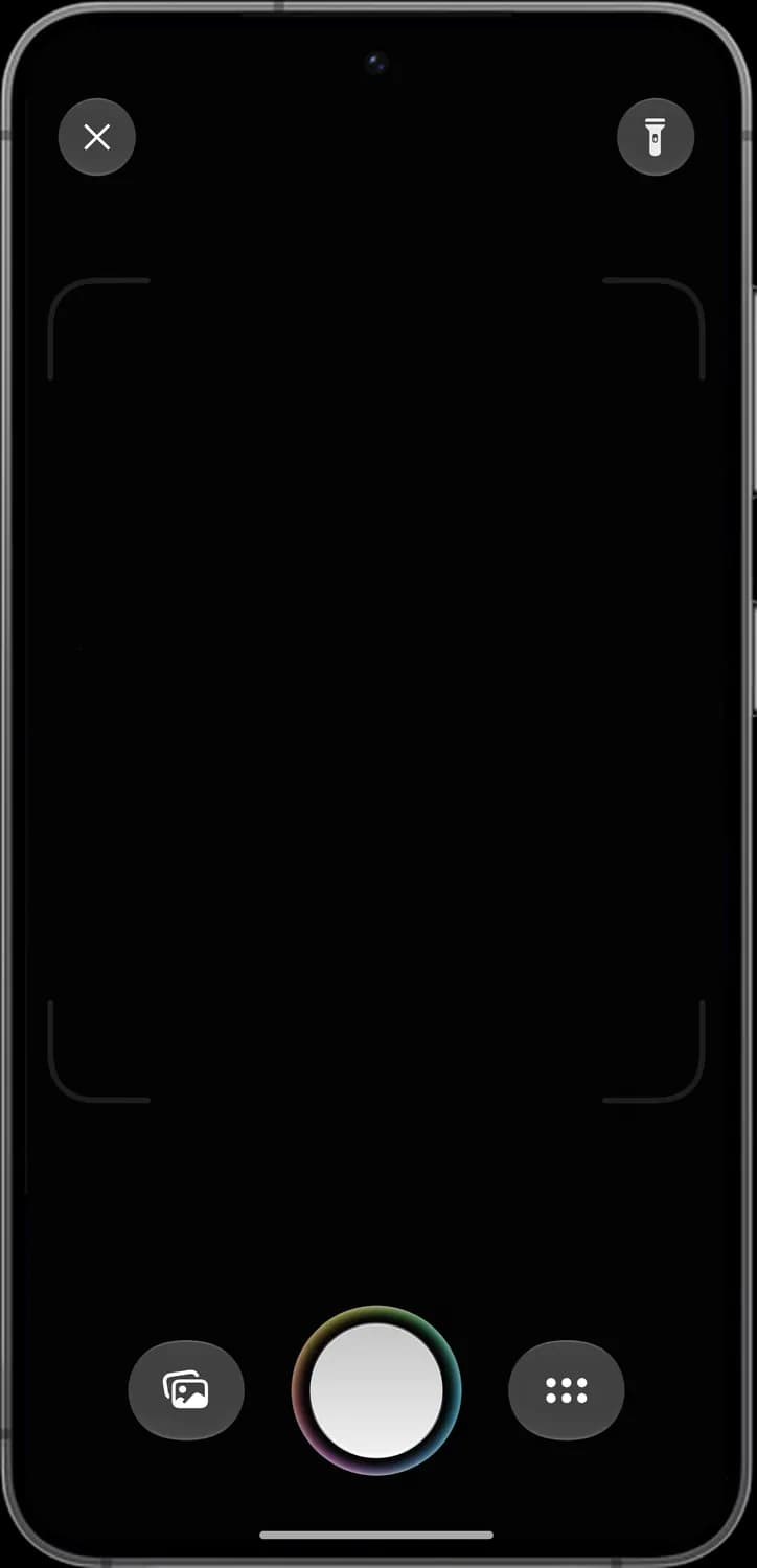 ColorOS 17 camera scanner screen with each icon numbered, screen 1 of 2