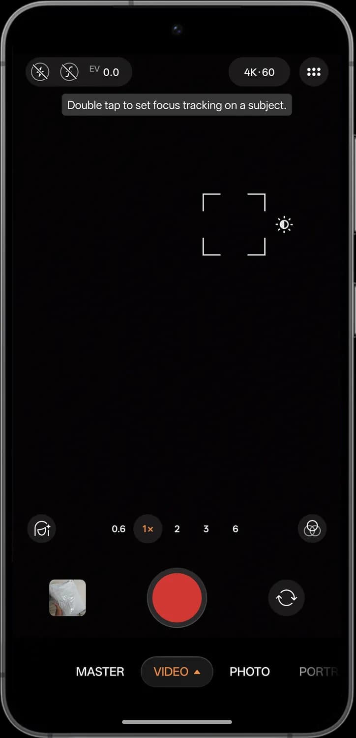 ColorOS 17 camera video mode screen with each icon numbered