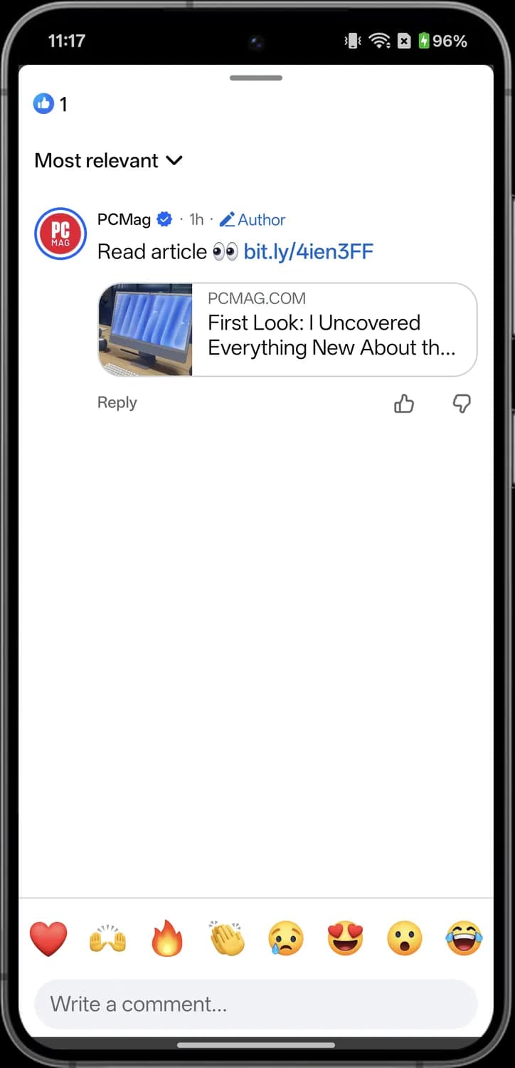 Facebook posts, reactions and sharing screen with each icon numbered, screen 4 of 6