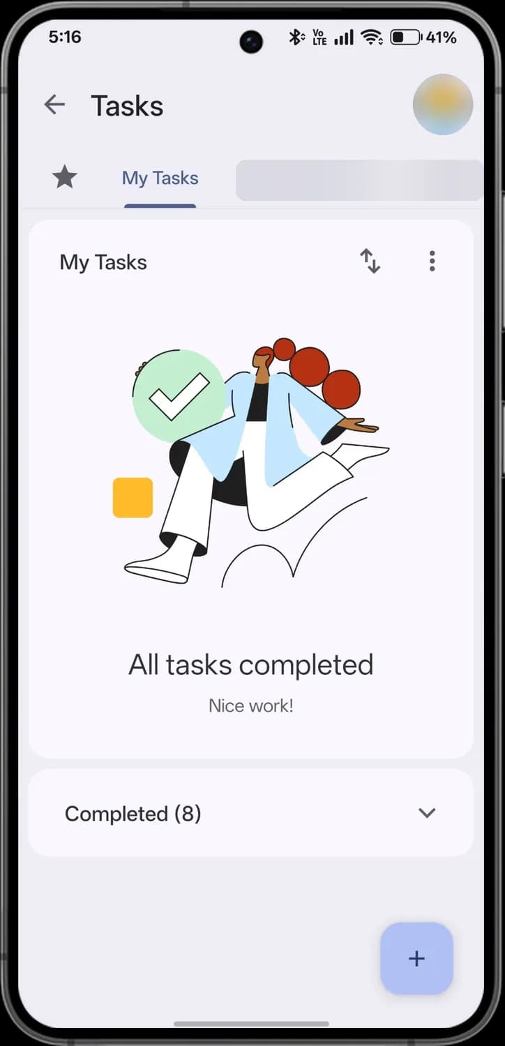 Google Calendar tasks screen with each icon numbered, screen 1 of 3