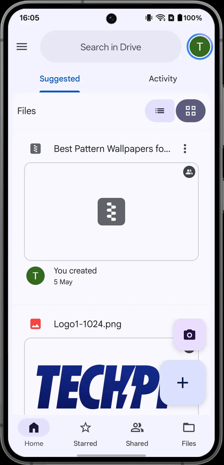 Google Drive home screen screen with each icon numbered, screen 4 of 4
