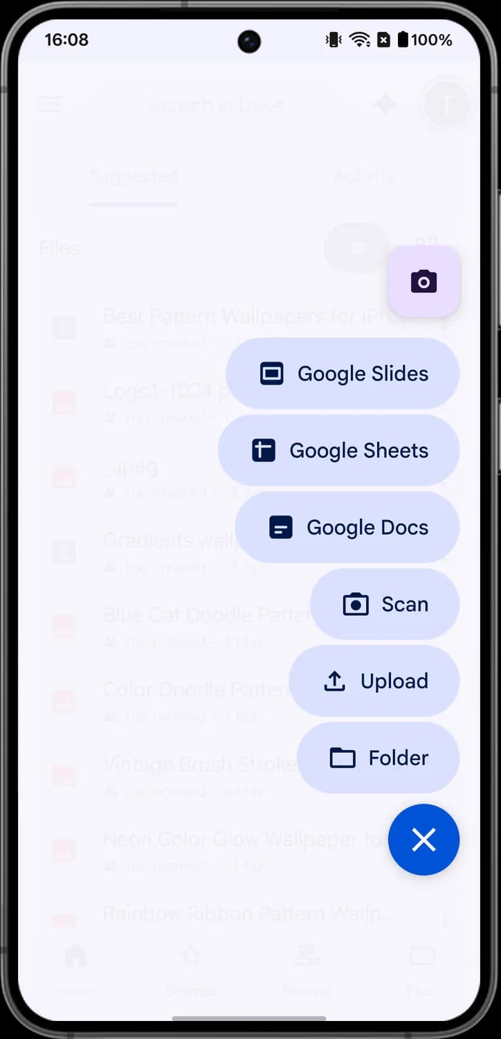 Google Drive the new button screen with each icon numbered, screen 2 of 2