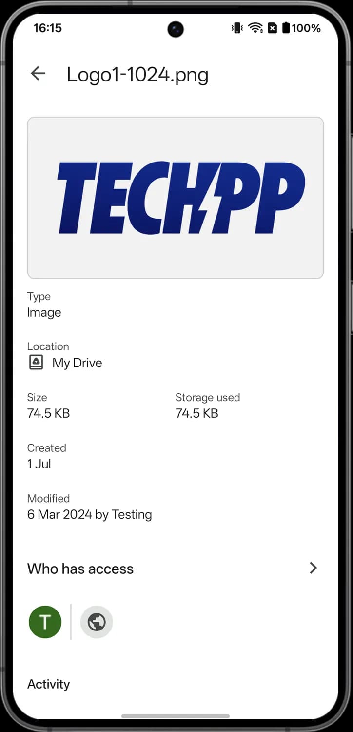 Google Drive opening a file screen with each icon numbered, screen 2 of 2
