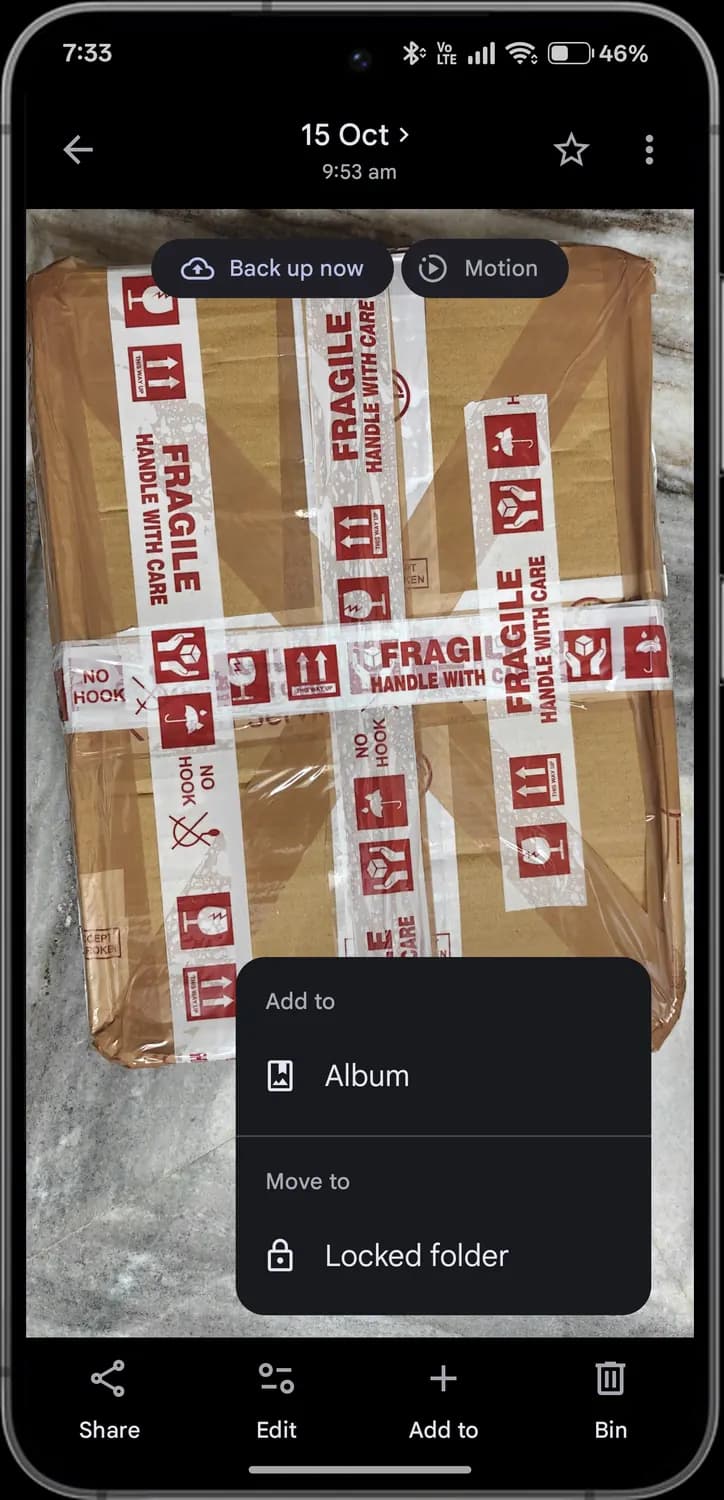 Google Photos add to sheet with each icon numbered