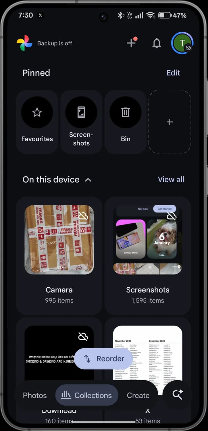 Google Photos collections with each icon numbered, screen 1 of 3