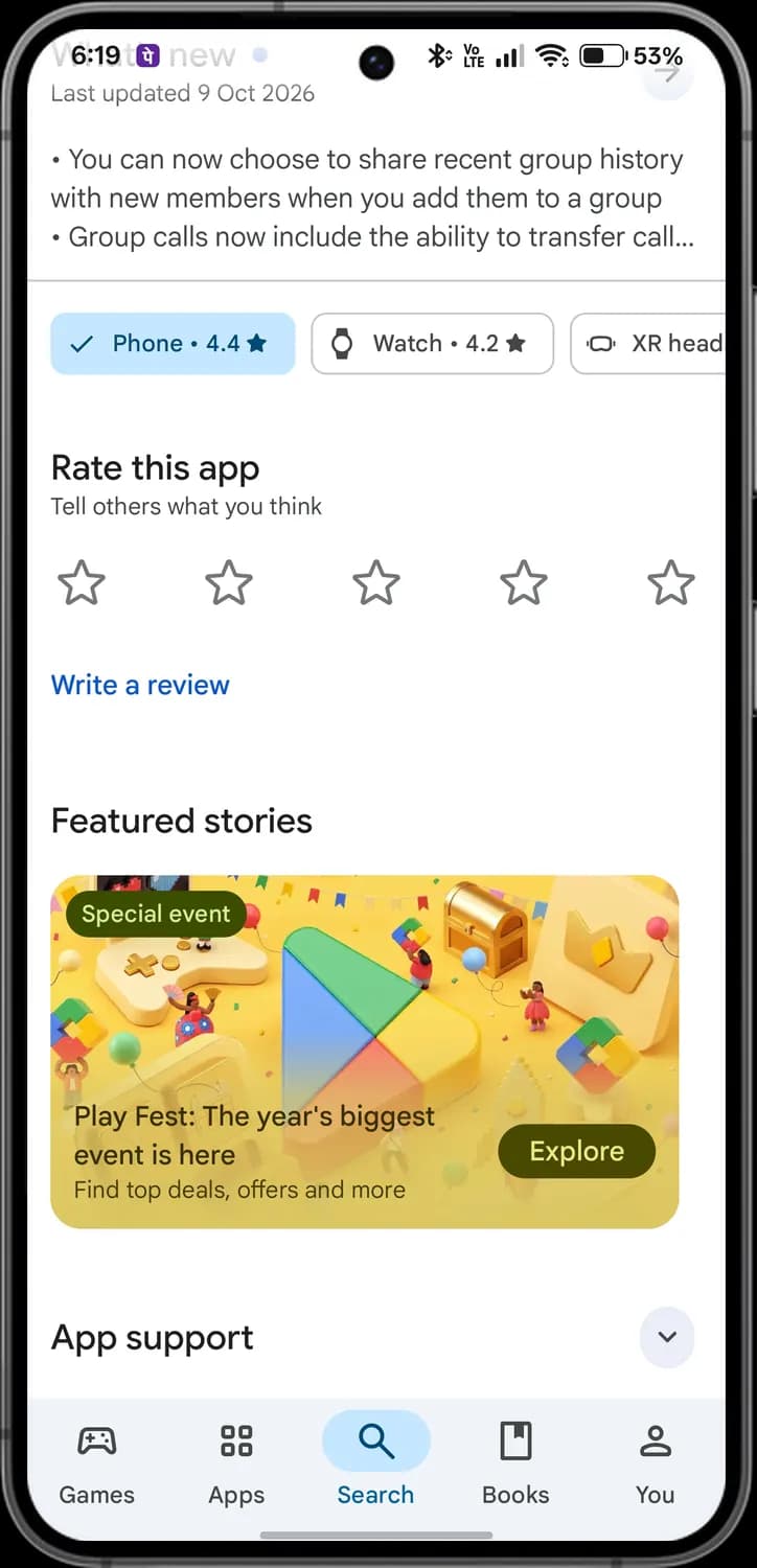 Google Play Store ratings and reviews screen with each icon numbered, screen 1 of 3