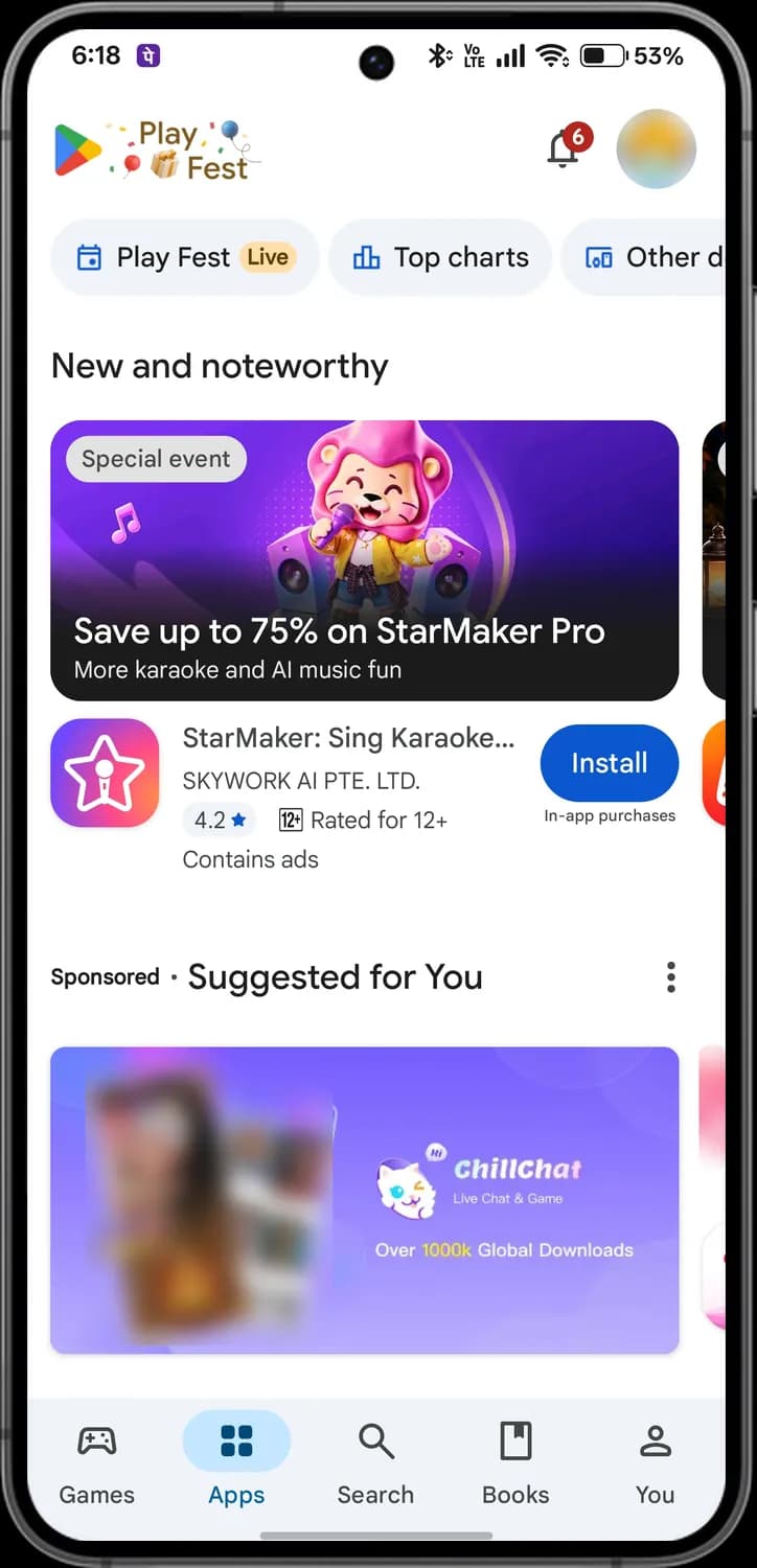 Google Play Store apps tab screen with each icon numbered, screen 1 of 3