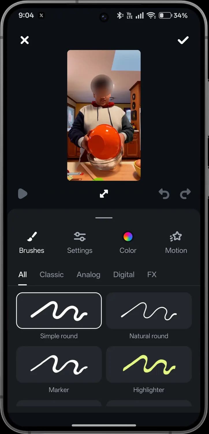 Instagram Edits doodles screen with each icon numbered