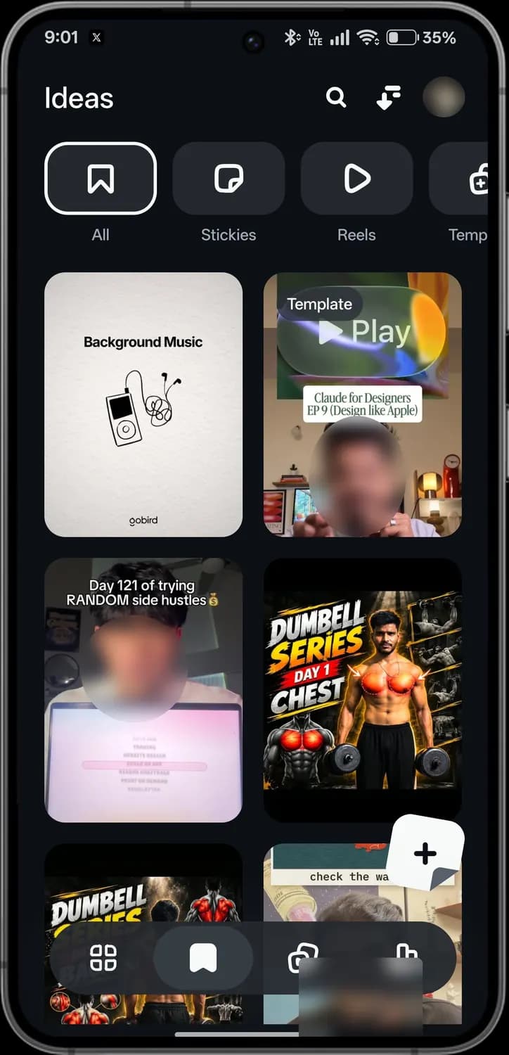 Instagram Edits ideas screen with each icon numbered, screen 1 of 3