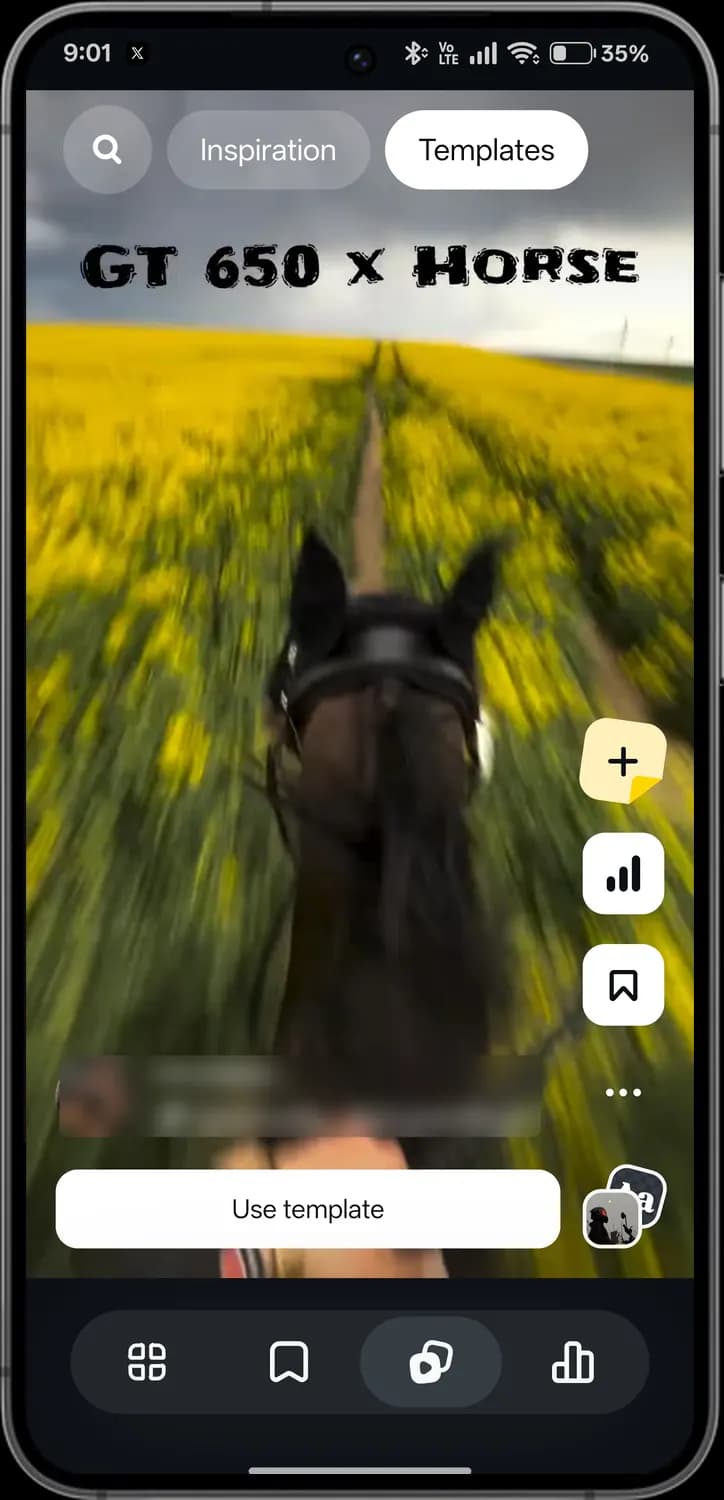 Instagram Edits inspiration and templates screen with each icon numbered, screen 2 of 2