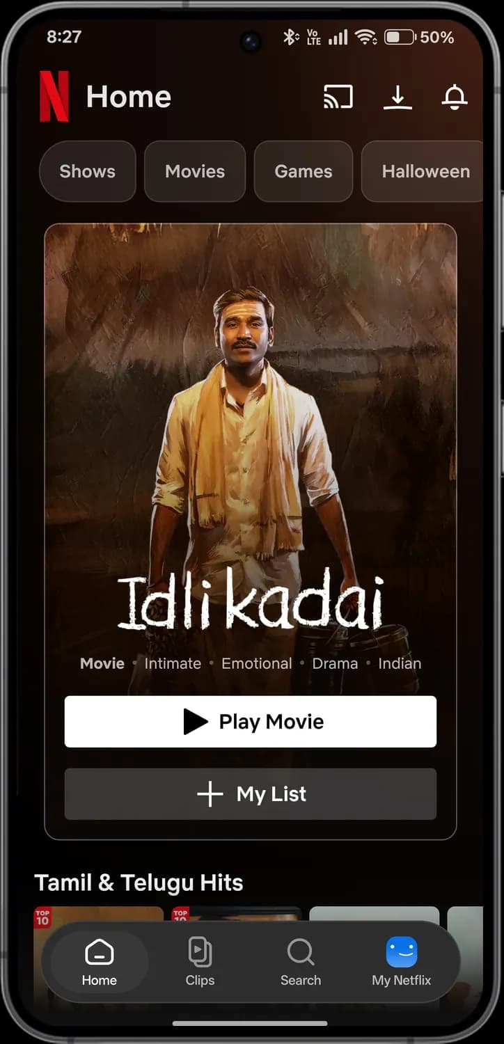 Netflix home screen with each icon numbered, screen 3 of 5