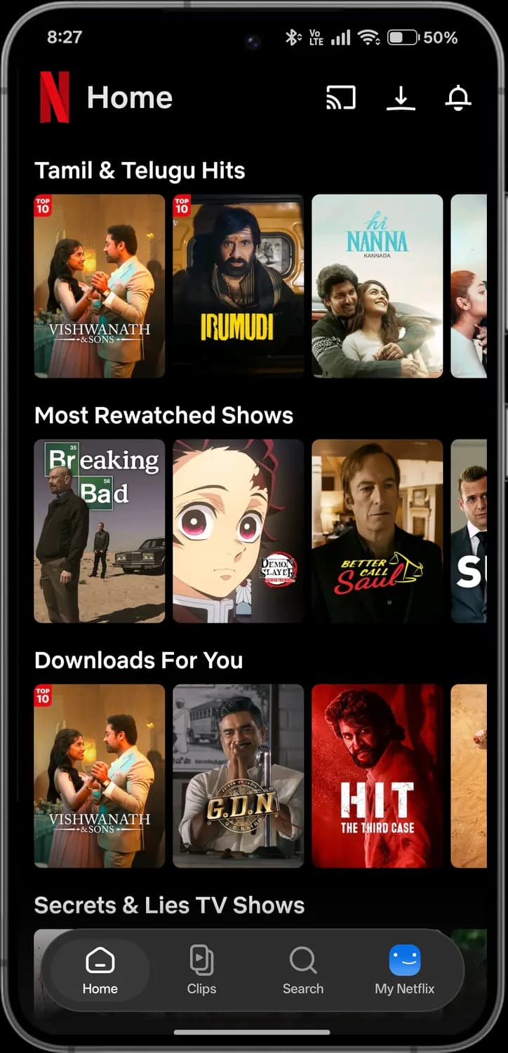 Netflix home screen with each icon numbered, screen 4 of 5