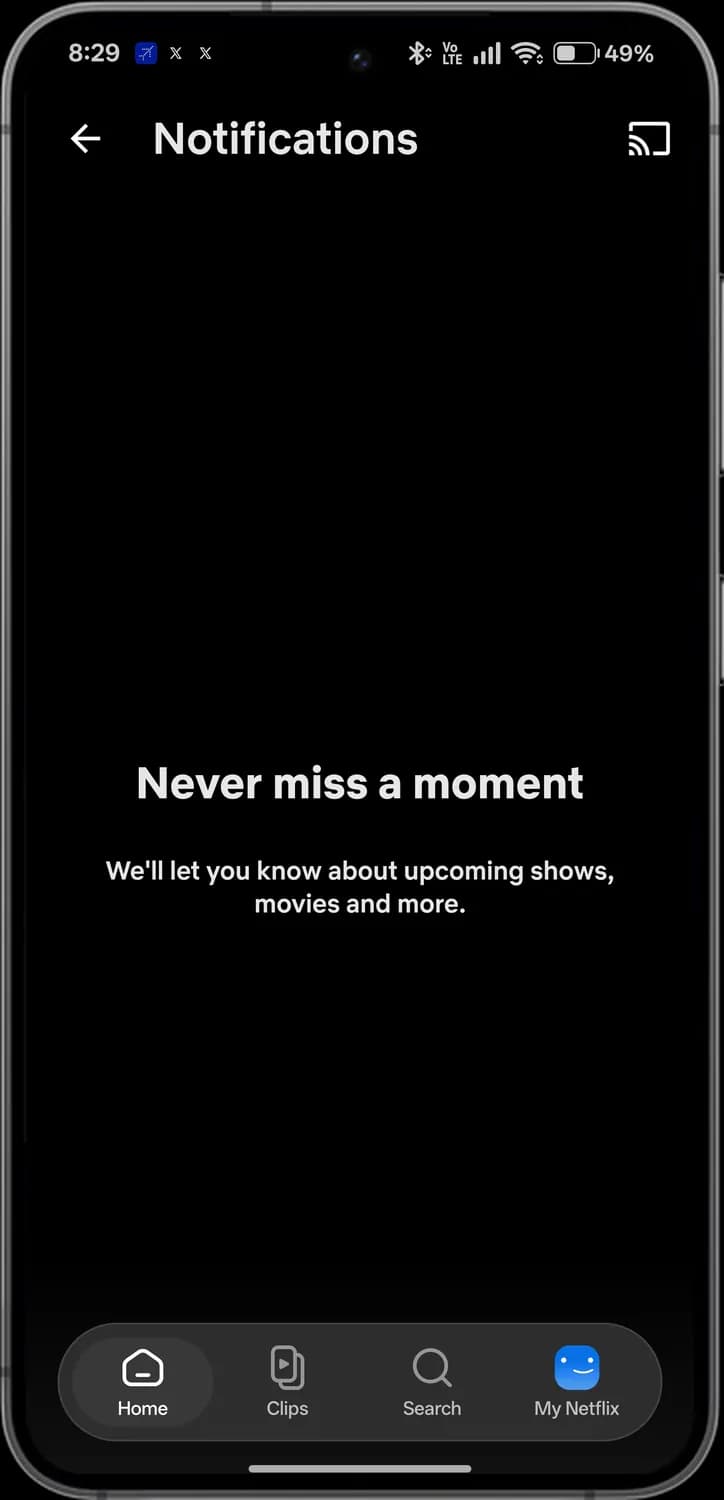 Netflix home screen with each icon numbered, screen 5 of 5