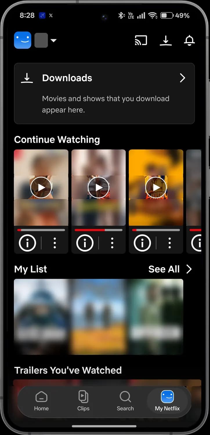 Netflix my netflix screen with each icon numbered, screen 1 of 4