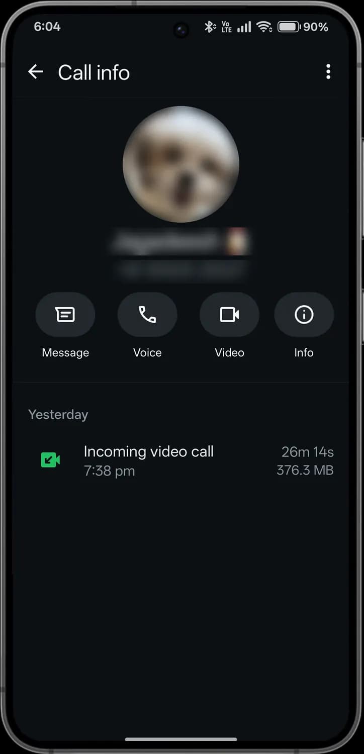 WhatsApp calls screen with each icon numbered, screen 2 of 5