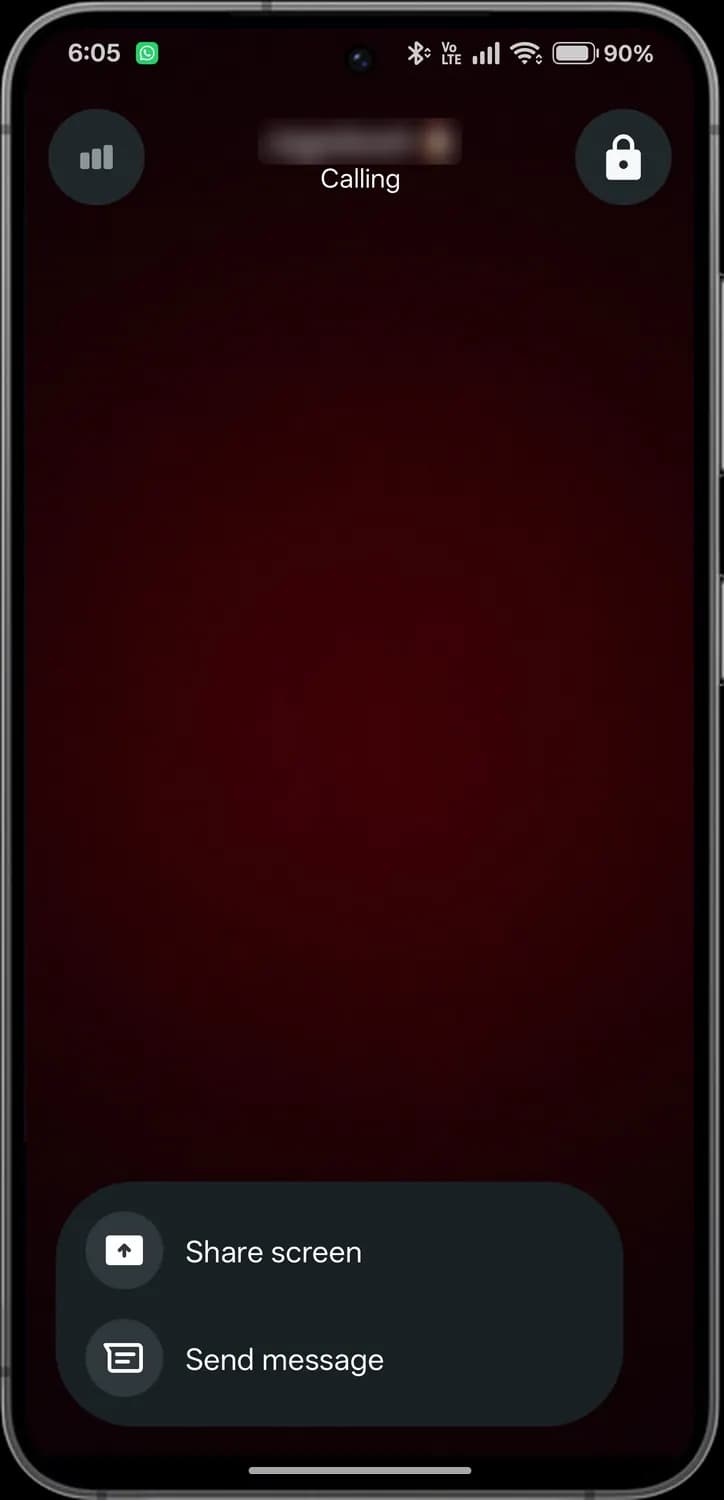 WhatsApp calls screen with each icon numbered, screen 5 of 5
