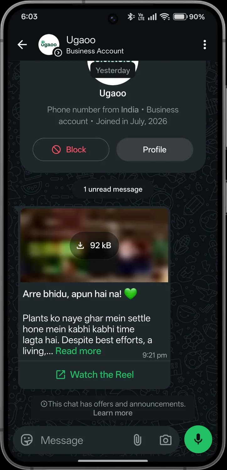 WhatsApp chat screen screen with each icon numbered, screen 2 of 3