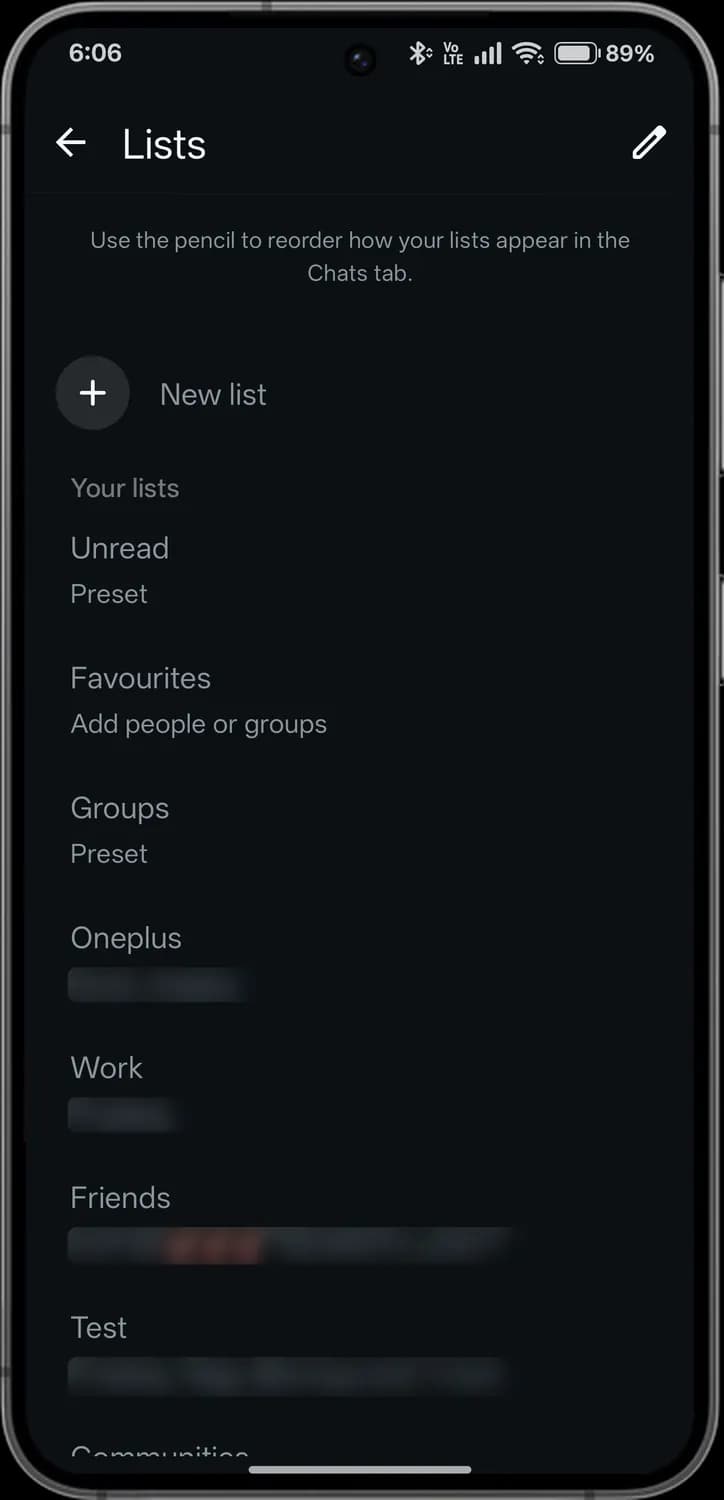 WhatsApp you and settings screen with each icon numbered, screen 6 of 8