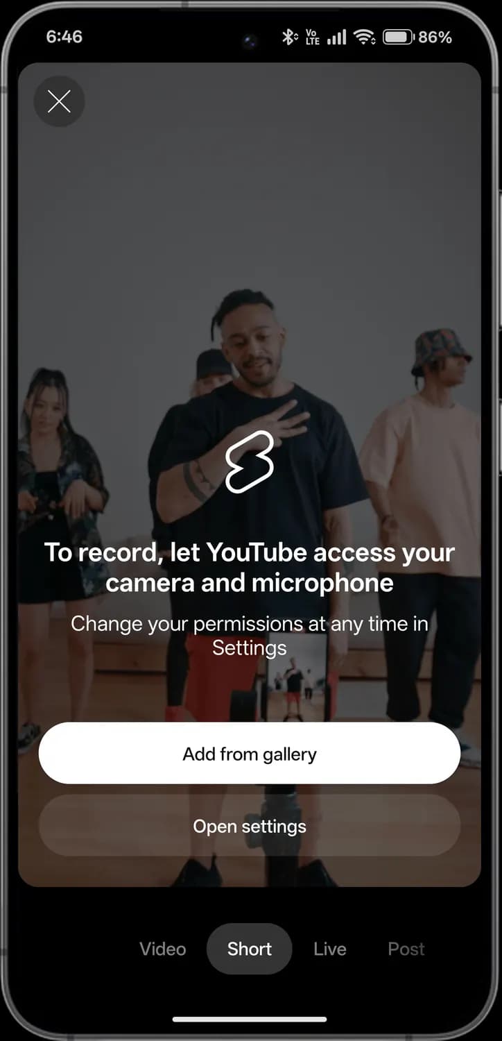 YouTube create screen with each icon numbered