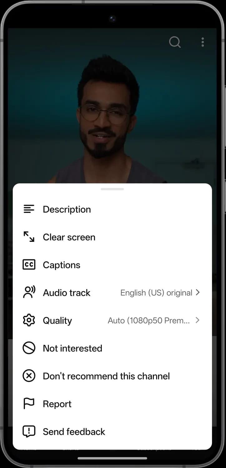 YouTube shorts screen with each icon numbered, screen 2 of 4