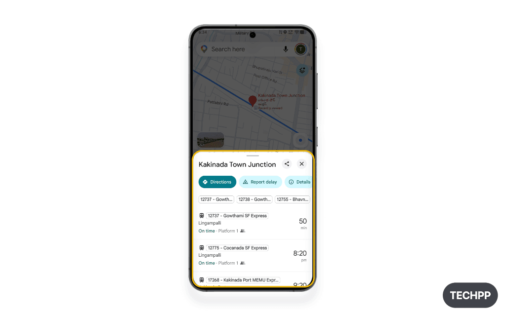 Search for starting railway station on Google Maps