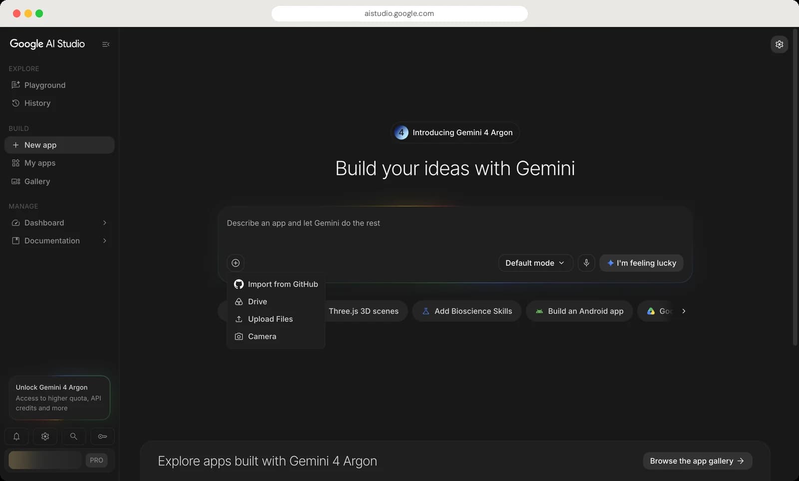 Google AI Studio building an app screen with each control numbered, screen 2 of 3