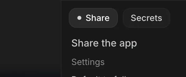 Share tab in Google AI Studio, zoomed in