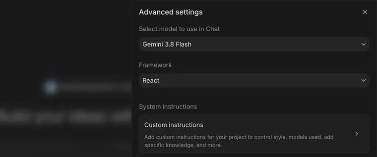 Chat model in Google AI Studio, zoomed in