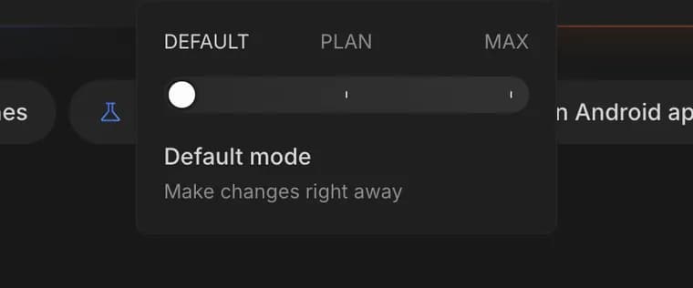 Mode slider in Google AI Studio, zoomed in
