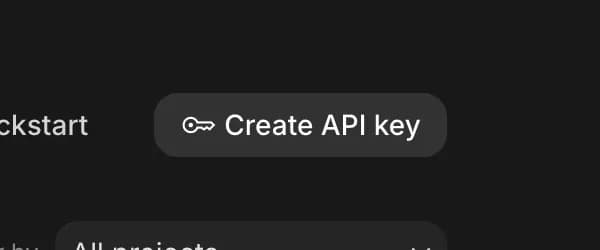 Create API key in Google AI Studio, zoomed in
