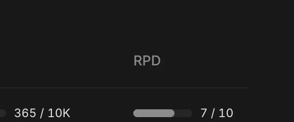 RPD in Google AI Studio, zoomed in