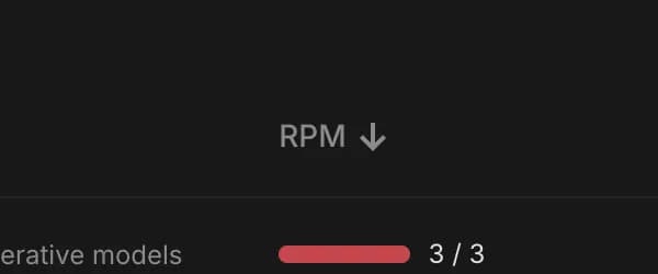 RPM in Google AI Studio, zoomed in