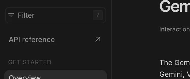 API reference in Google AI Studio, zoomed in