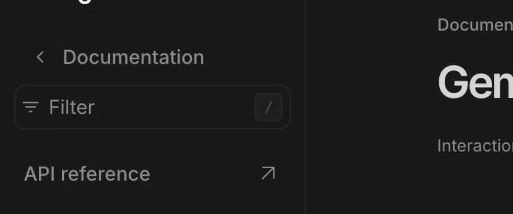 Filter docs in Google AI Studio, zoomed in