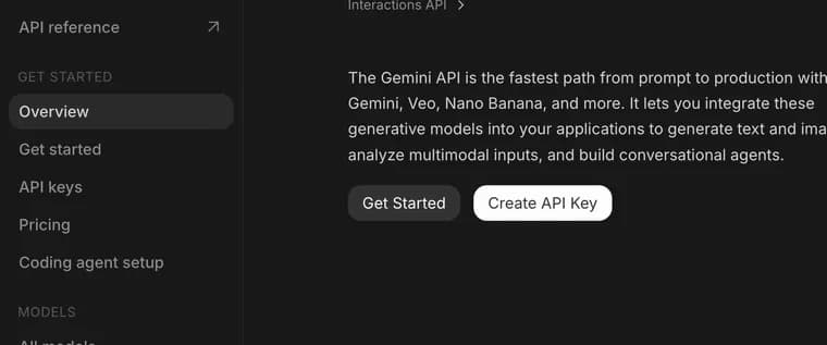 Get started in Google AI Studio, zoomed in