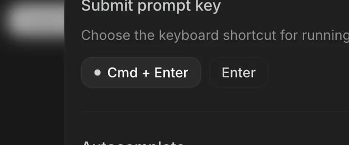 Submit prompt key in Google AI Studio, zoomed in