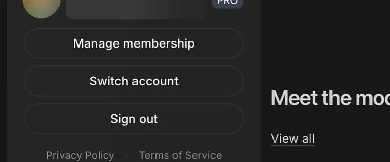 Switch account in Google AI Studio, zoomed in