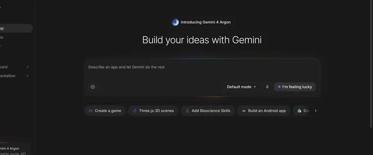 Describe your app in Google AI Studio, zoomed in
