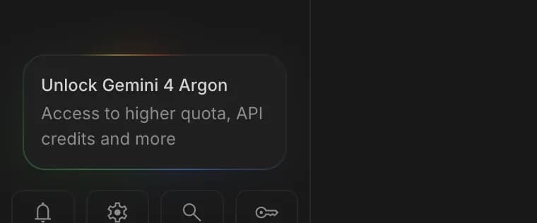 Upgrade card in Google AI Studio, zoomed in