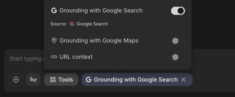 URL context in Google AI Studio, zoomed in