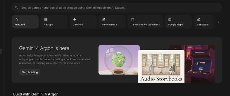 Categories in Google AI Studio, zoomed in