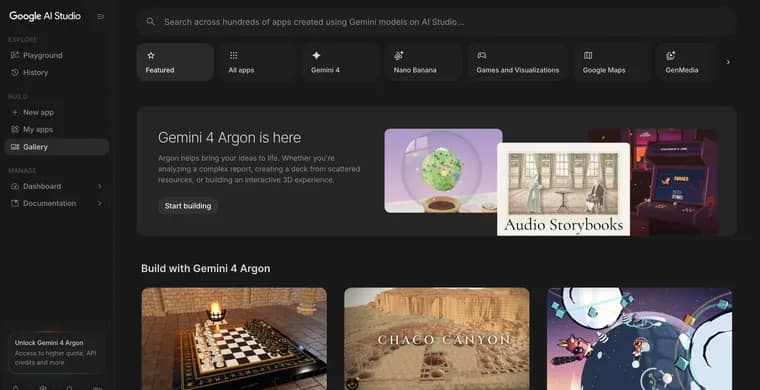 Search the gallery in Google AI Studio, zoomed in