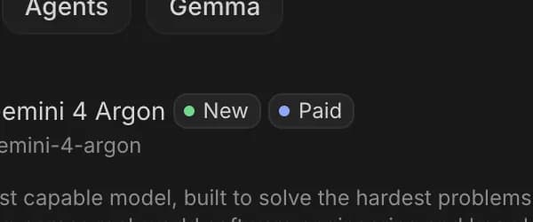 New and Paid tags in Google AI Studio, zoomed in